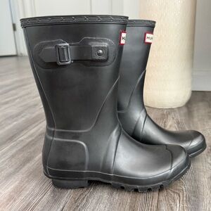 Hunter Original Short Adjustable Rain Boots Dark Gray Metallic US M6/W7 EU 38